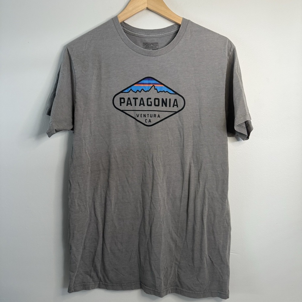 Patagonia Slim Fit Short Sleeve T Shirt Mens L Gray Hiking Outdoors Gorpcore Tee